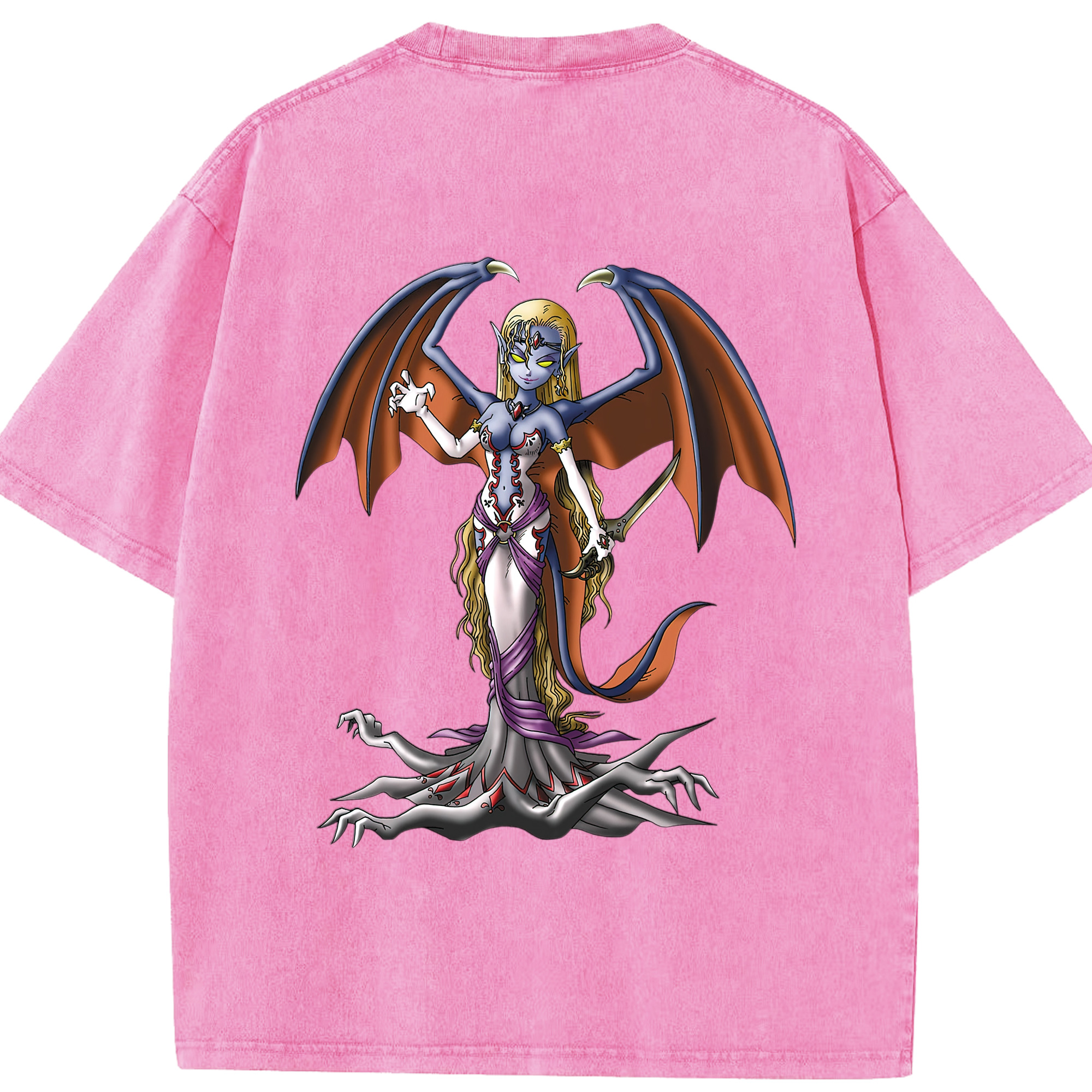 （画像用） ドラゴンクエスト Doragon Kuesuto Dragon Quest 綿100% ヴィンテージ風 半袖Tシャツ（背面プリント）